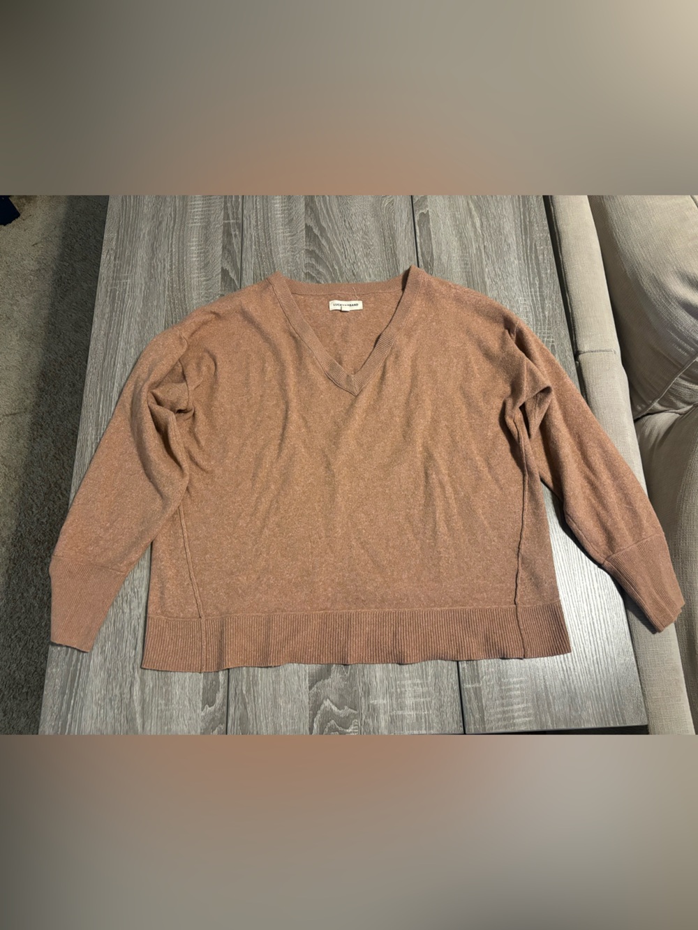 Lucky Brand Men's V-Neck Sweater in Rust Brown